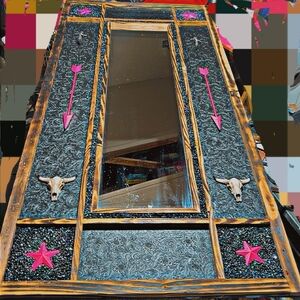 Western Style Mirror with Pink Accents
